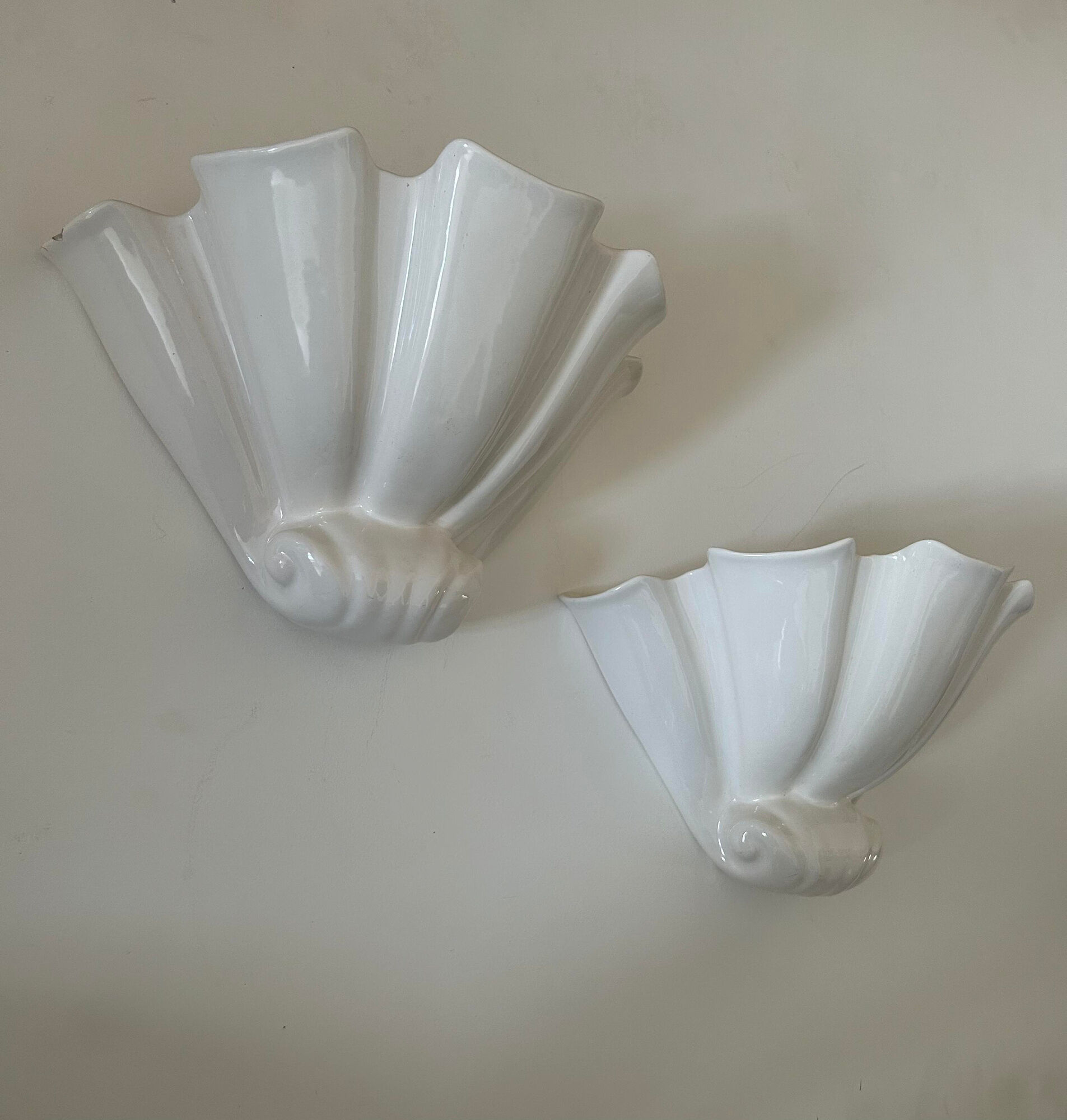 Pair of porcelain wall lamps France 1970
