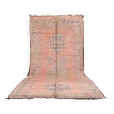 Tapis marocain vintage pêche 193 x 400 cm - Tapis en laine berbère - Tapis fait main