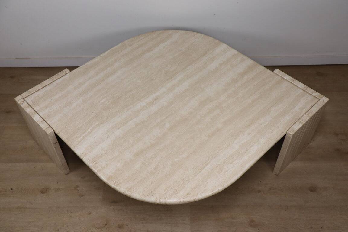 Travertine coffee table, 1980