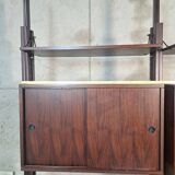 Libreria modulare terra altezza regolabile vintage anni 70, dadi in ottone