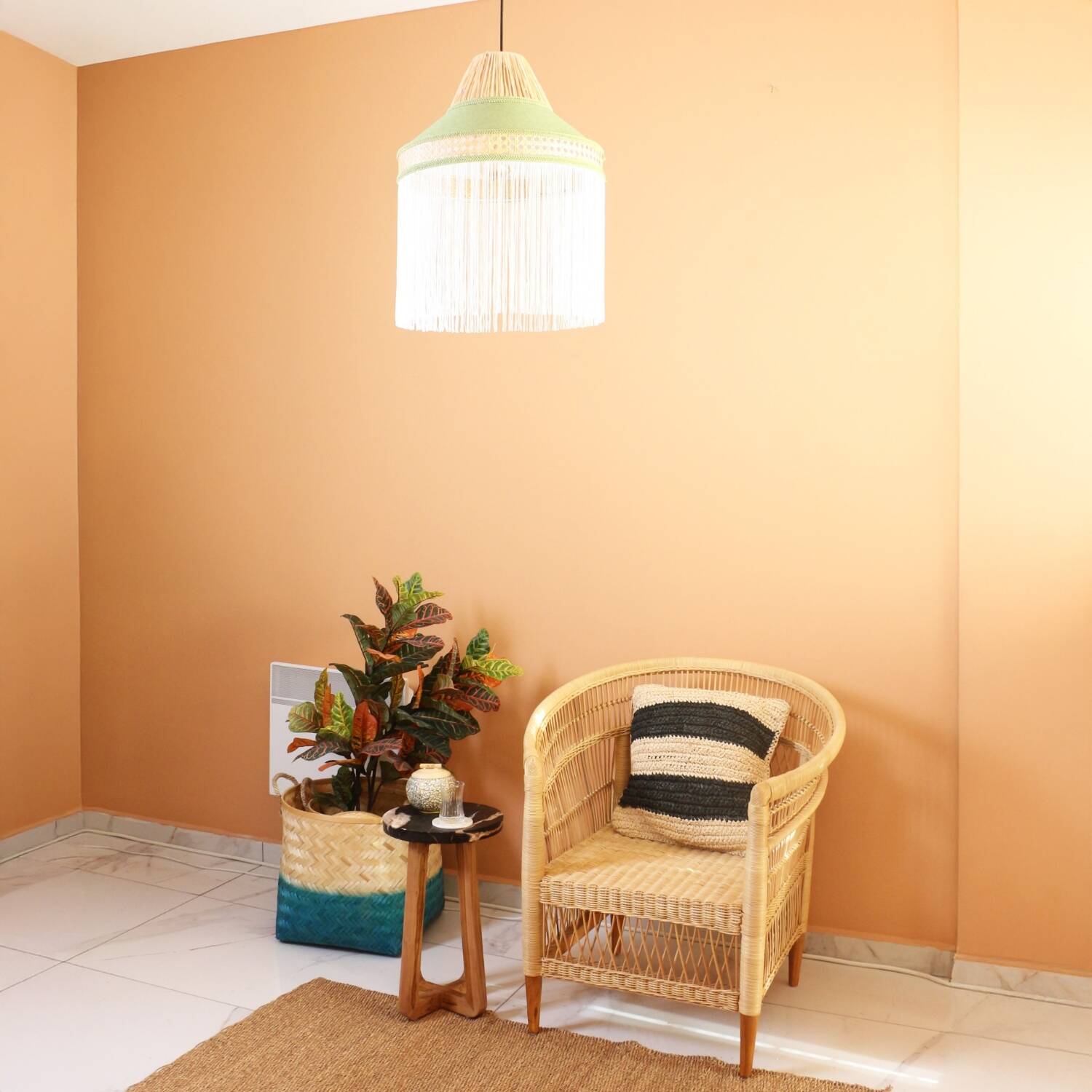Natural Raffia Fabric Chandelier, Nursery Room Lighting, Pendant Lamp