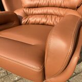Joe Colombo Elda chair Longhi, Cognac leather in new condition!