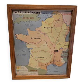 Set of 4 vintage school cards Rossignol Montmorillon + wooden frame