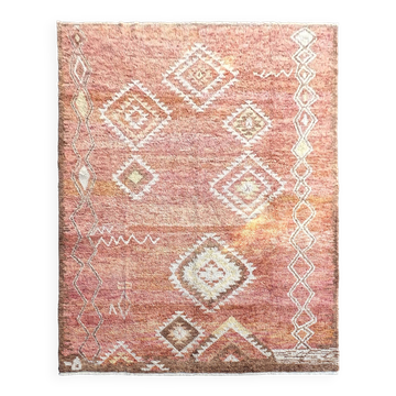 Modern Moroccan Design Rug in Marble Orange, Beige & Brown, 100% Wool, Hand-Knotted Turkey, Custom Options Available