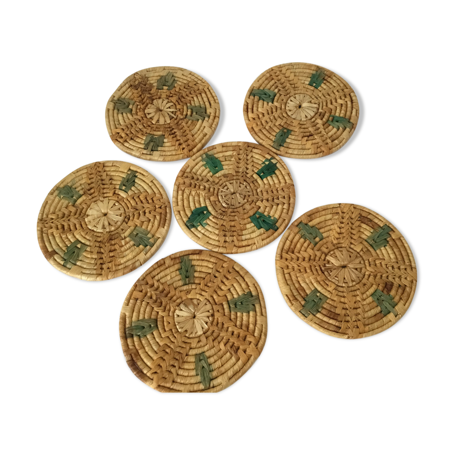 6 braided wicker glass bottoms