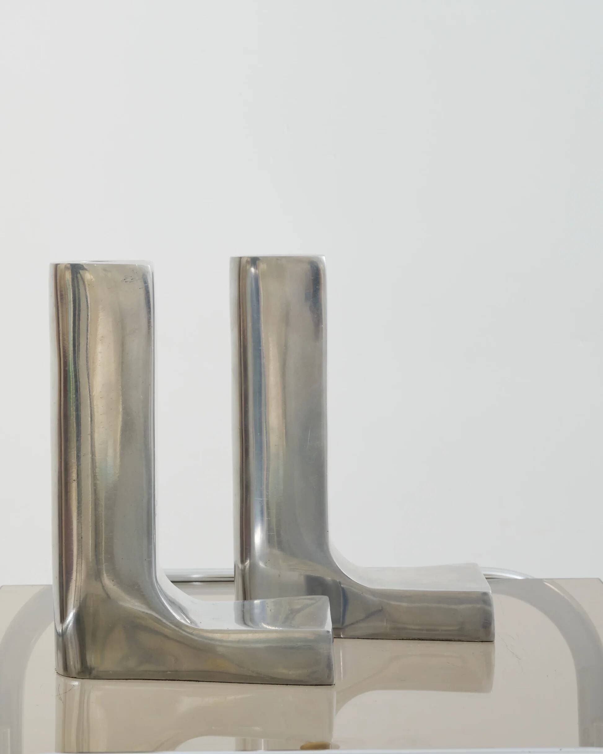 Pair of candlesticks "L", 1970-1980