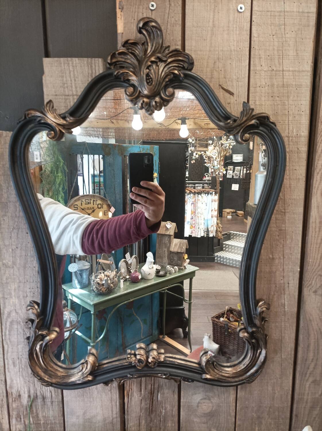 Black and gold baroque mirror