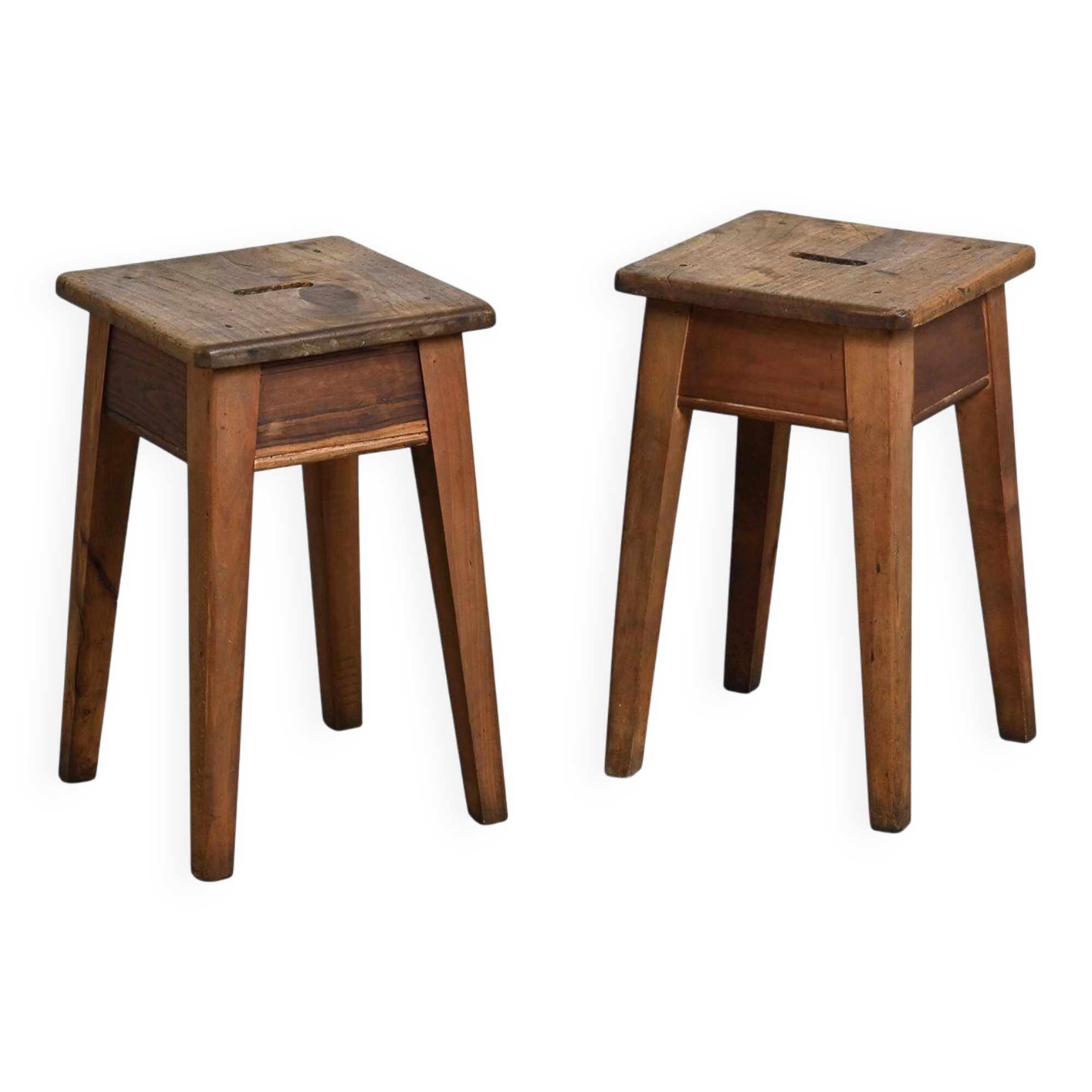 Paire de tabourets en pin, Courchevel, France, circa 1960