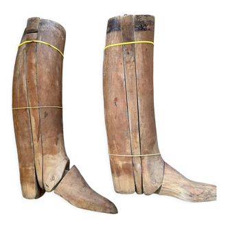 Old shoe trees for riding boots, signed h.gabilly
