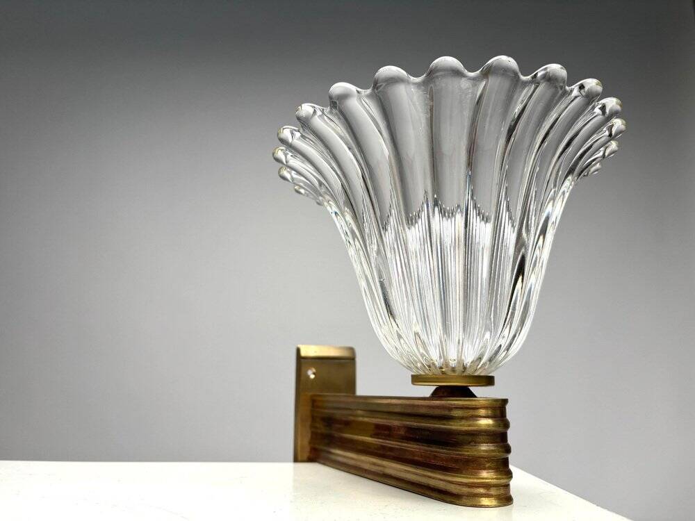 Murano Glass Wall Lamps attributed to Ercole Barovier, Italy, 1940s, Set of 4