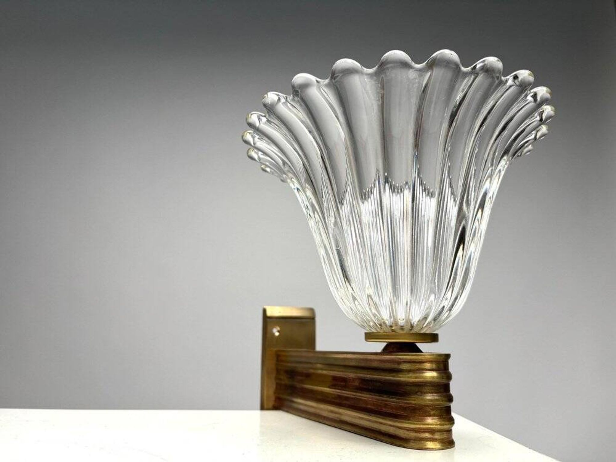 Murano Glass Wall Lamps attributed to Ercole Barovier, Italy, 1940s, Set of 4