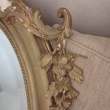Antique large oval beveled mercury mirror