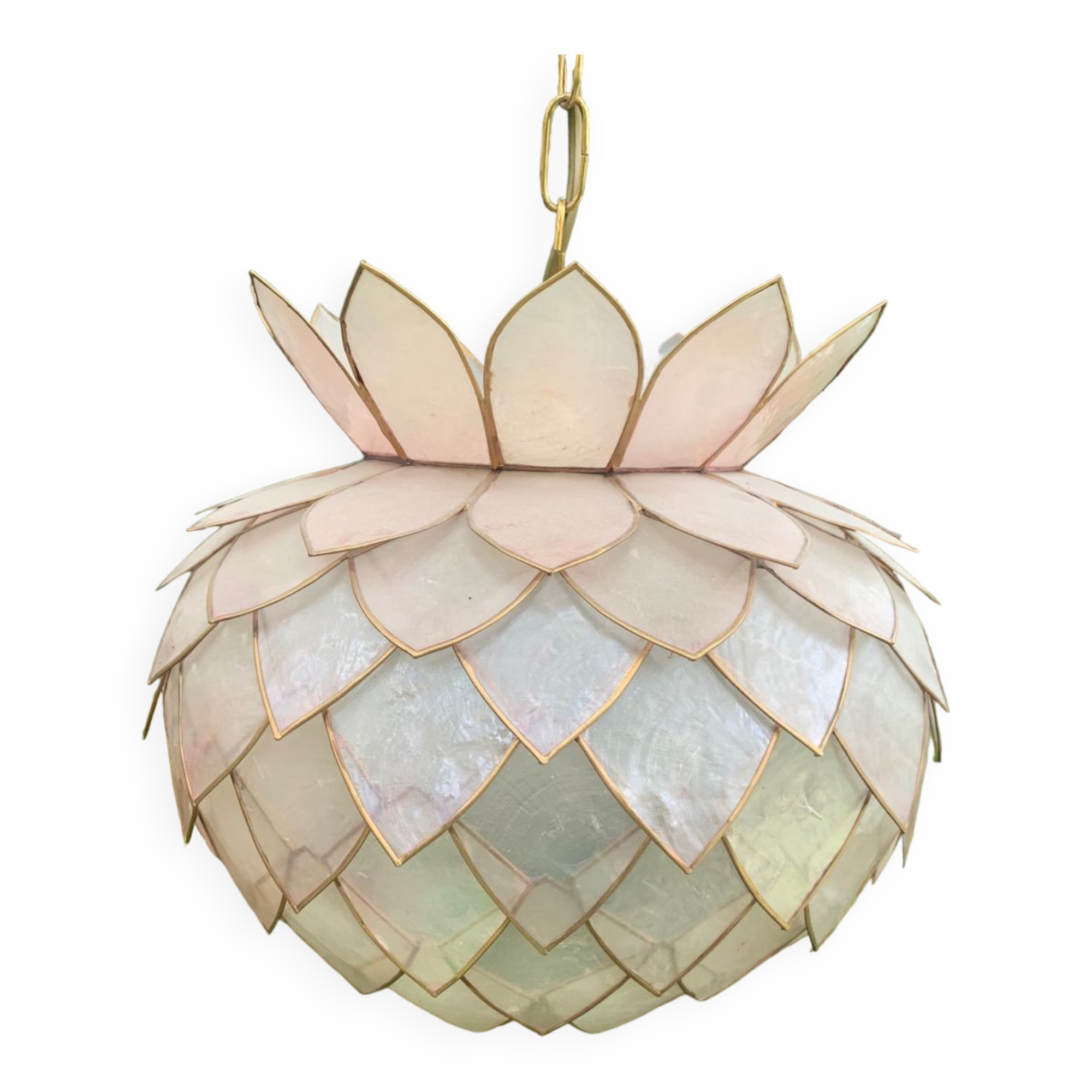 Chandelier, vintage mother-of-pearl lotus pendant 1980