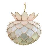 Chandelier, vintage mother-of-pearl lotus pendant 1980
