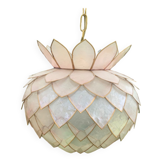 Lustre , suspension lotus nacre vintage 1980