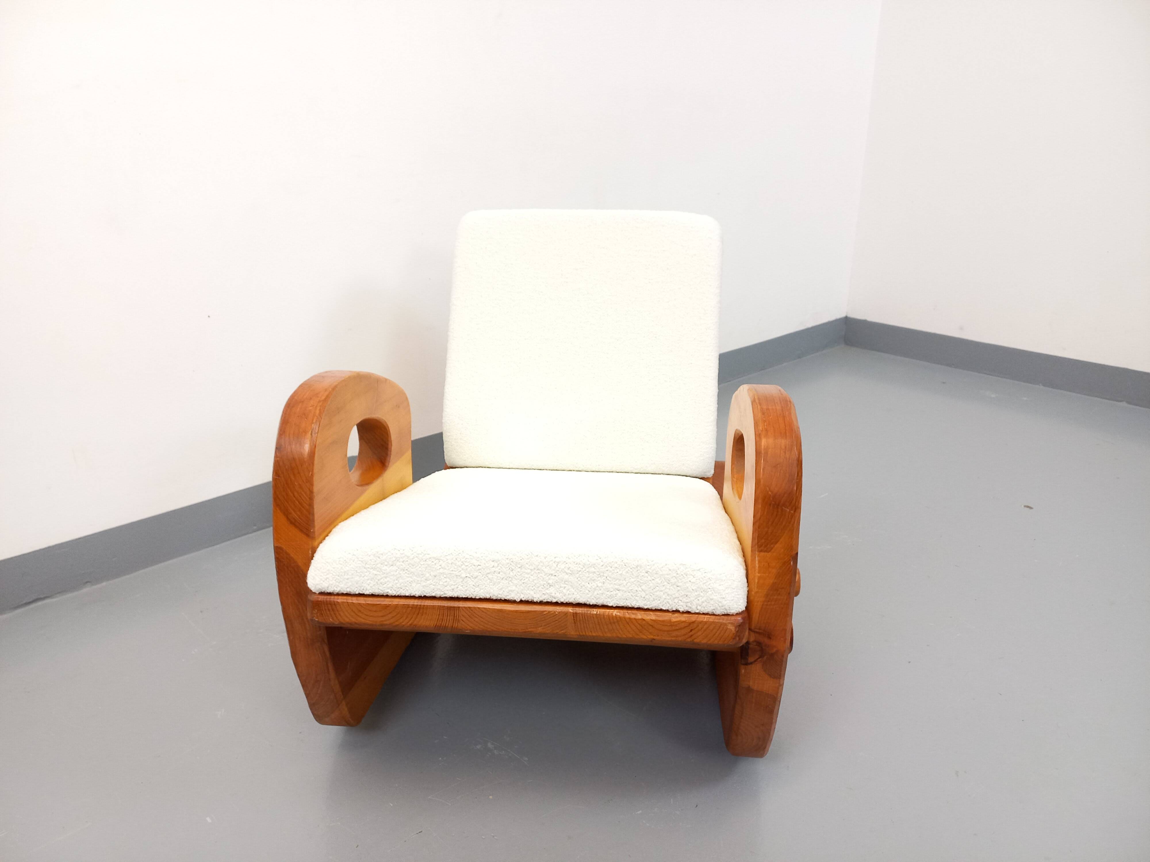 Brutalist rocking chair "sled" vintage