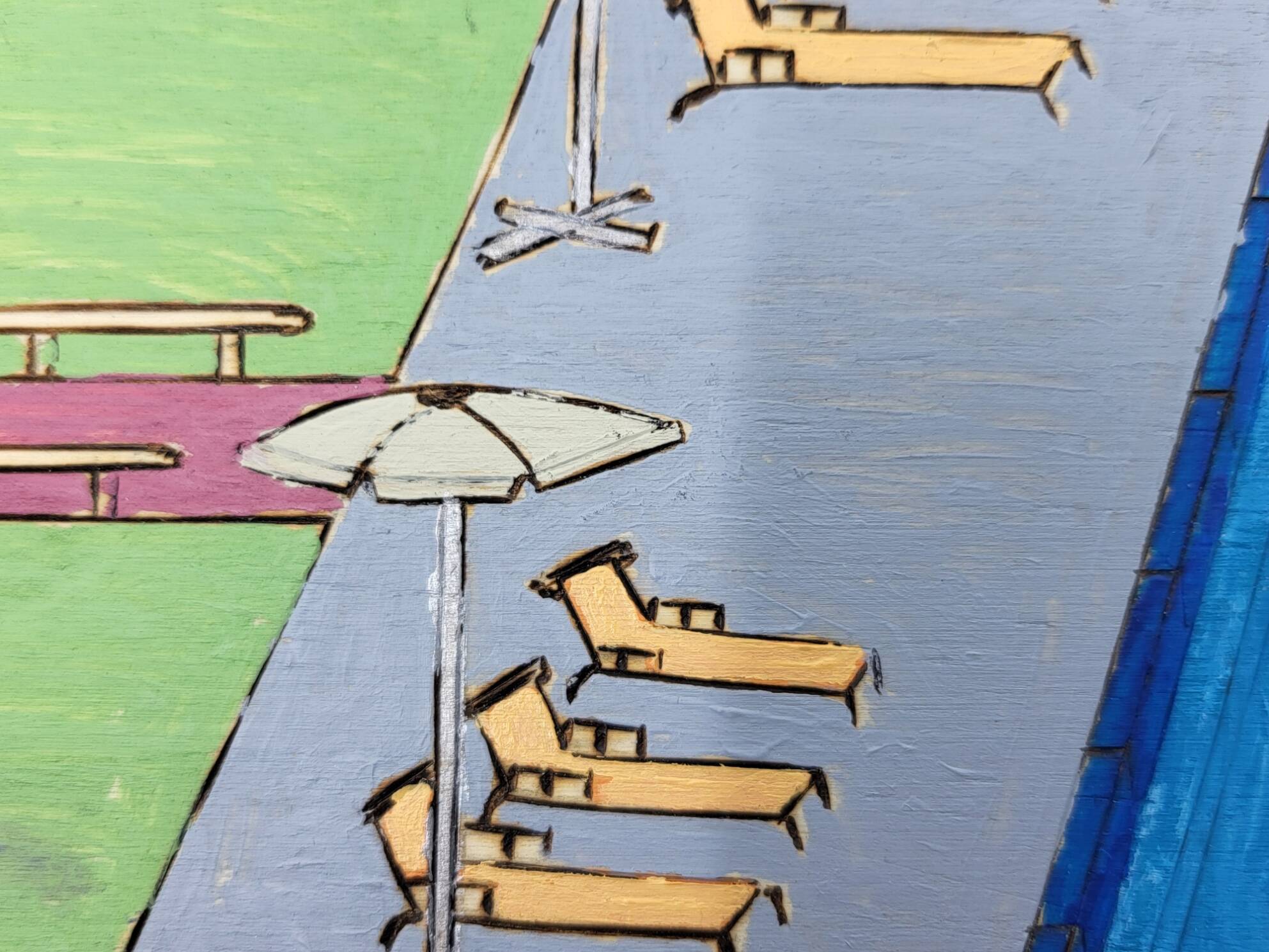Tableau Art Naïf peinture sur bois