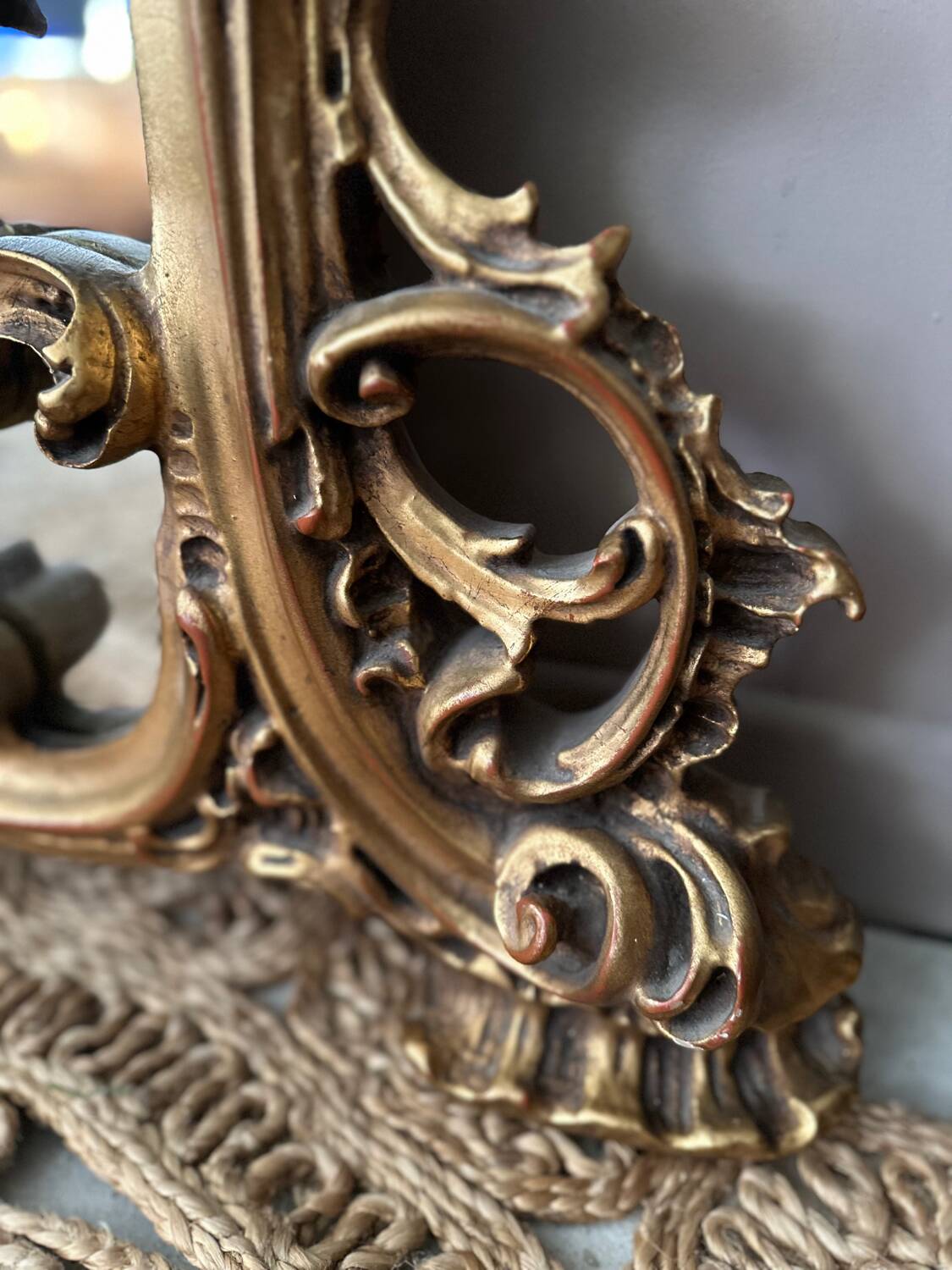 Antique mirror with carved gilded wood glazing beads 164x127