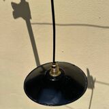 Suspension vintage en tôle émaillée verte et noire déco rétro fermé