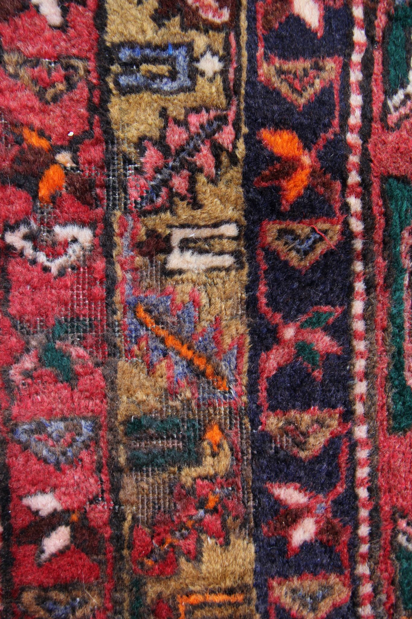 Tribal persian runner rug handwoven traditional red blue wool runner carpet 120x330cm