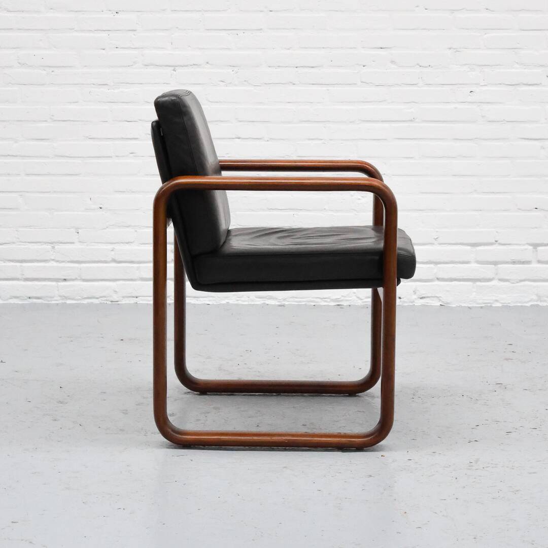 Fauteuil en frêne et cuir par Burkhard Voghterr pour Rosenthal, années 1970