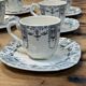 6 cups and saucers in Gien earthenware with Mascaron decoration from the early 20th century.
