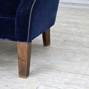 1960s, Danish 2-seater sofa. dark blue furniture velour.