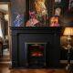 Luxury electric fireplace and classic black mantel suite