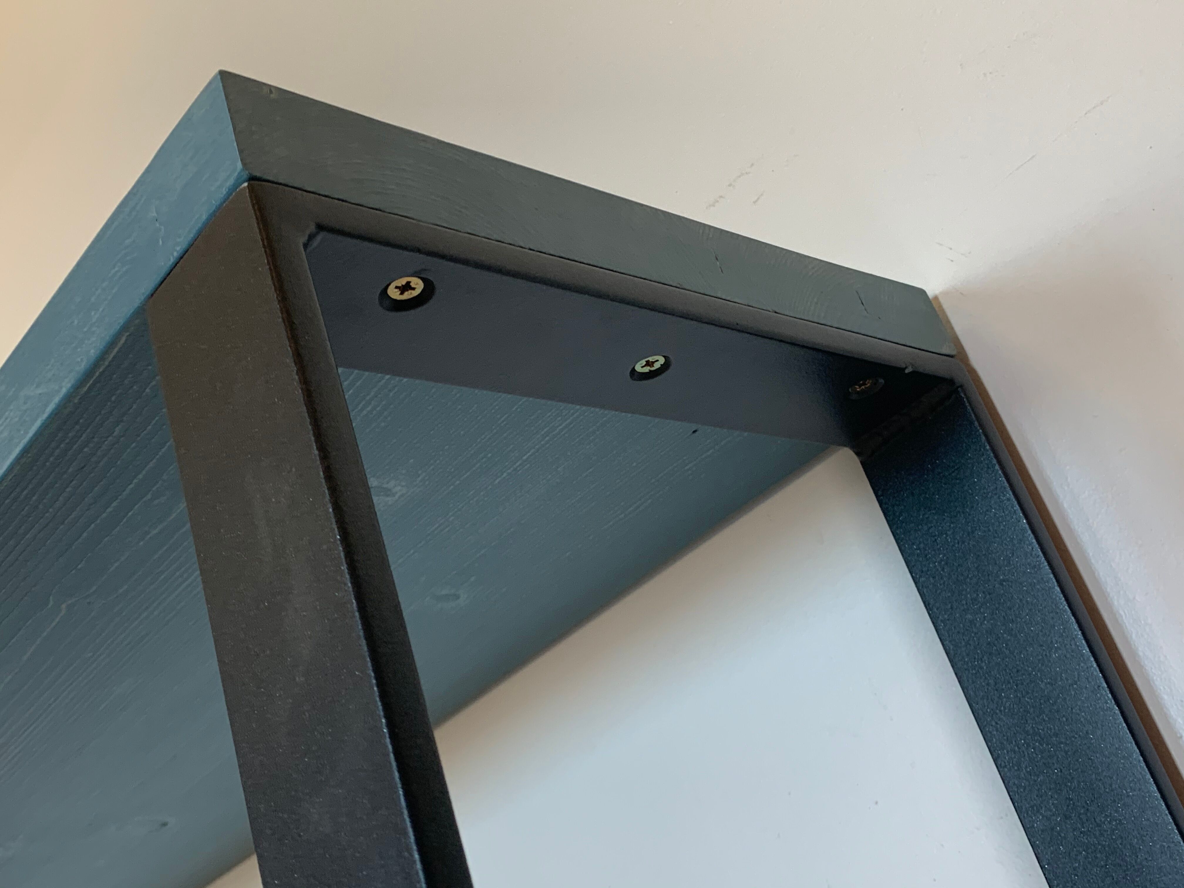 Console tray wood base footing steel