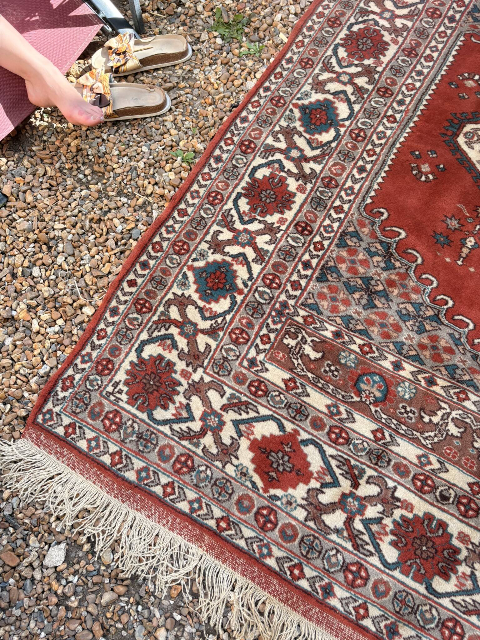 Anatolian Carpet Hand-Knotted Wool Turkey 200x170 Antique Vintage Oriental Red