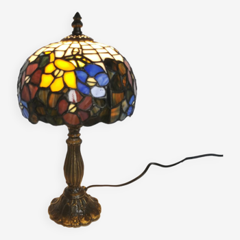 Lampe style Tiffany, vitrail au plomb, art nouveau.