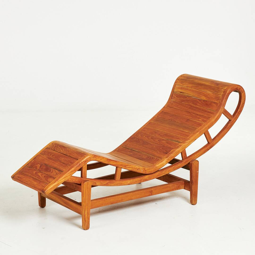 Teak chaise longue - in the spirit of Le Corbusier's LC4 chair
