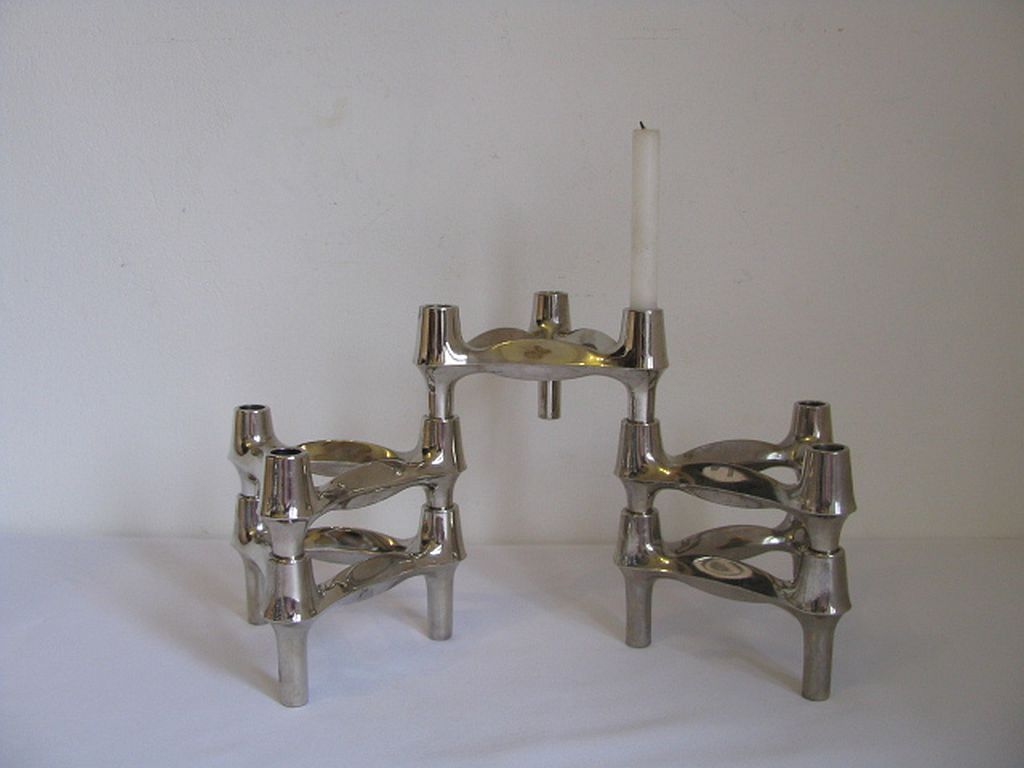 Set Of 5 , 1970s " Bmf " Modular Candle Holders Designed By Fritz Nagel & Ceasar Stoffi