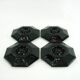 4 egg cups in opal and black tempered glass - Octime Arcoroc Luminarc France - vintage 80s