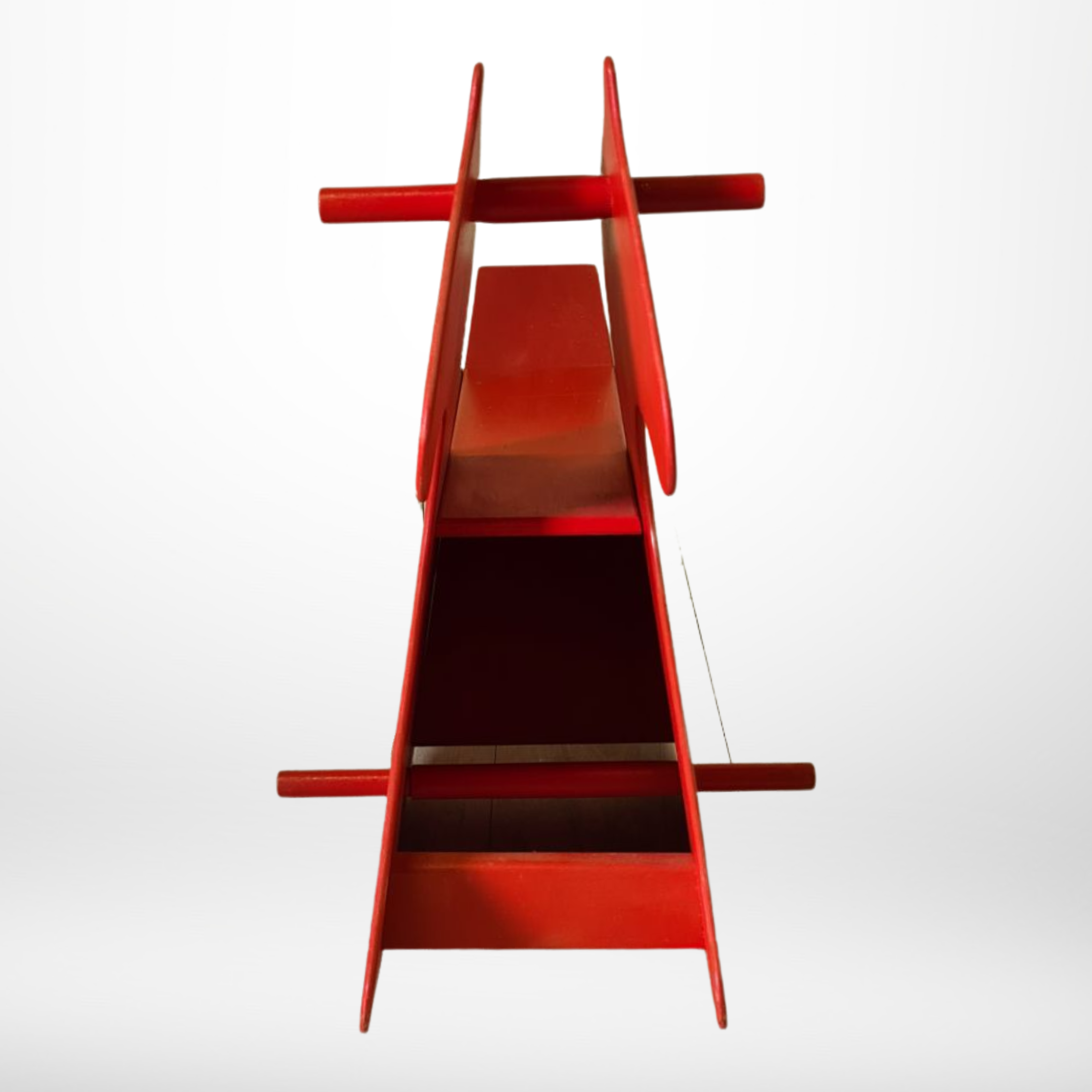 Cheval à bascule en contreplaqué constructiviste rouge, Suisse Années 1960