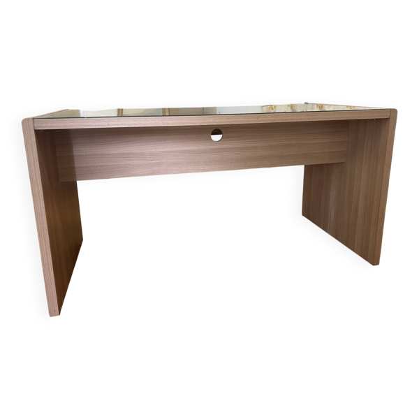 Bureau contemporain bois clair & plateau verre – Maison Noël Paris