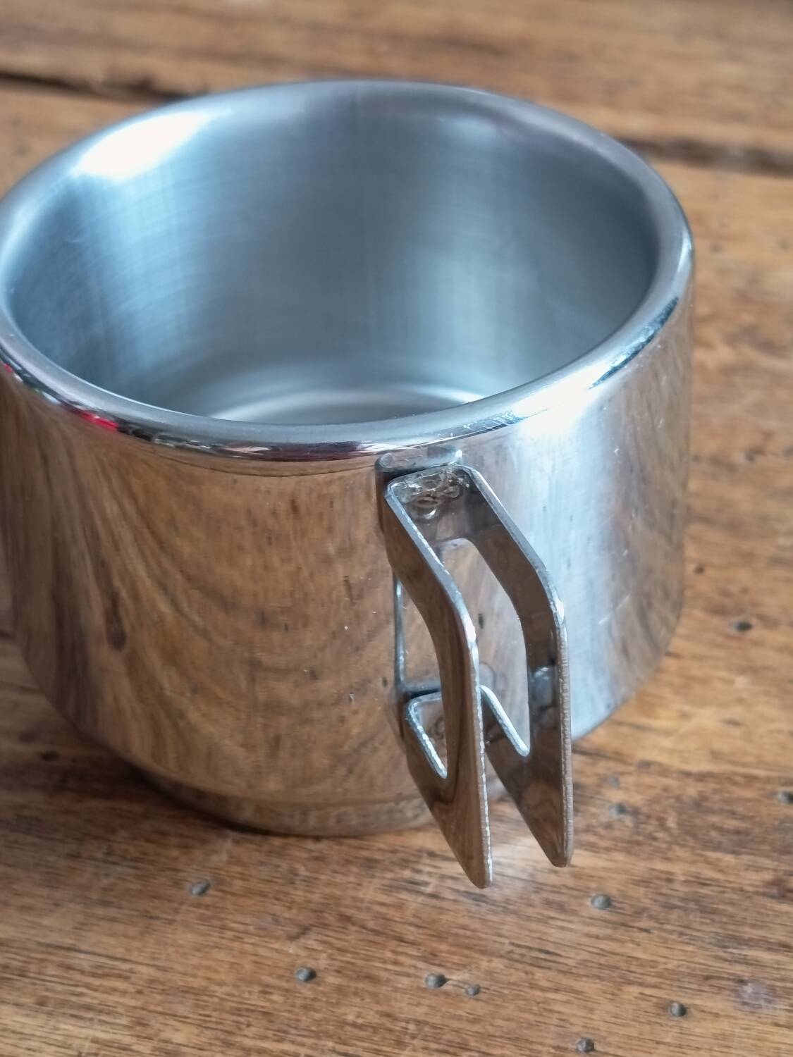 Set of 6 Casalinghi stainless steel cups and saucers, vintage Italian design