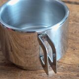 Set of 6 Casalinghi stainless steel cups and saucers, vintage Italian design