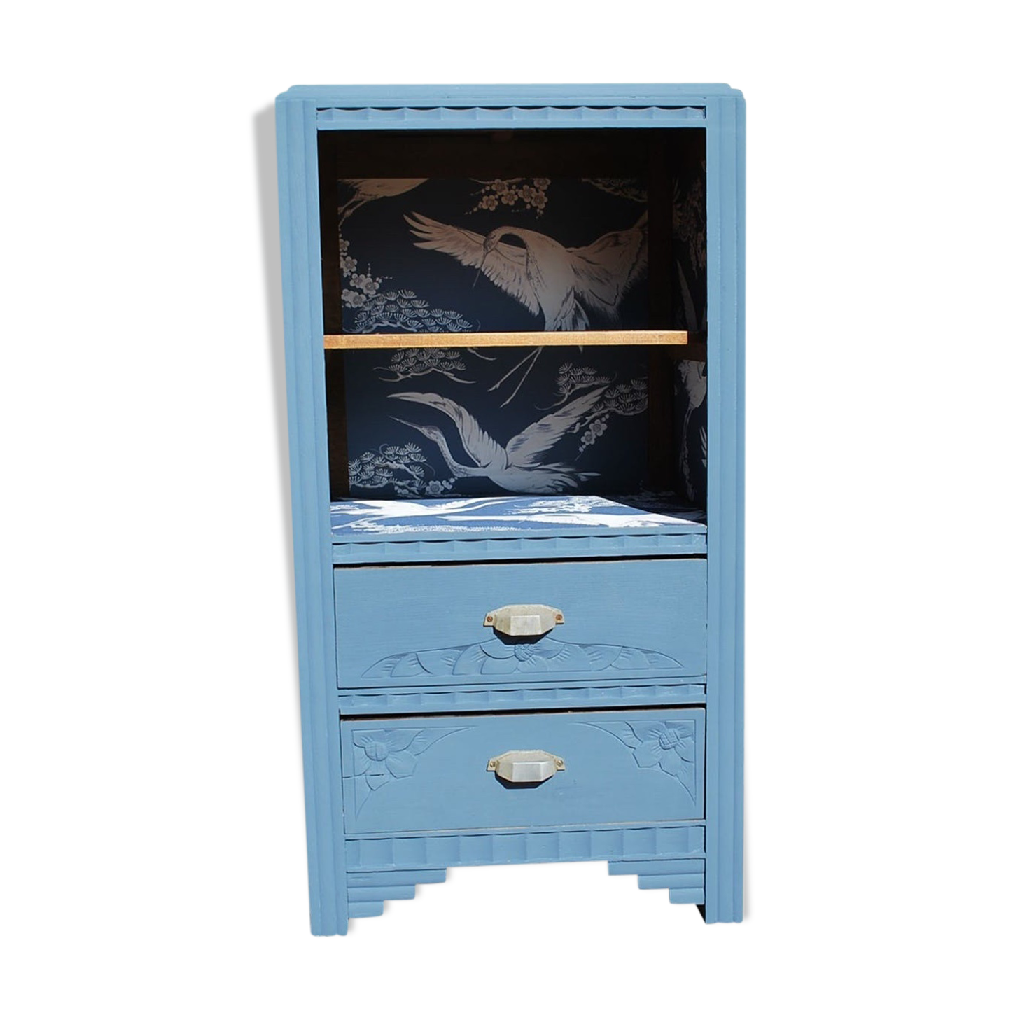 Buffet haut art deco rénové bleu