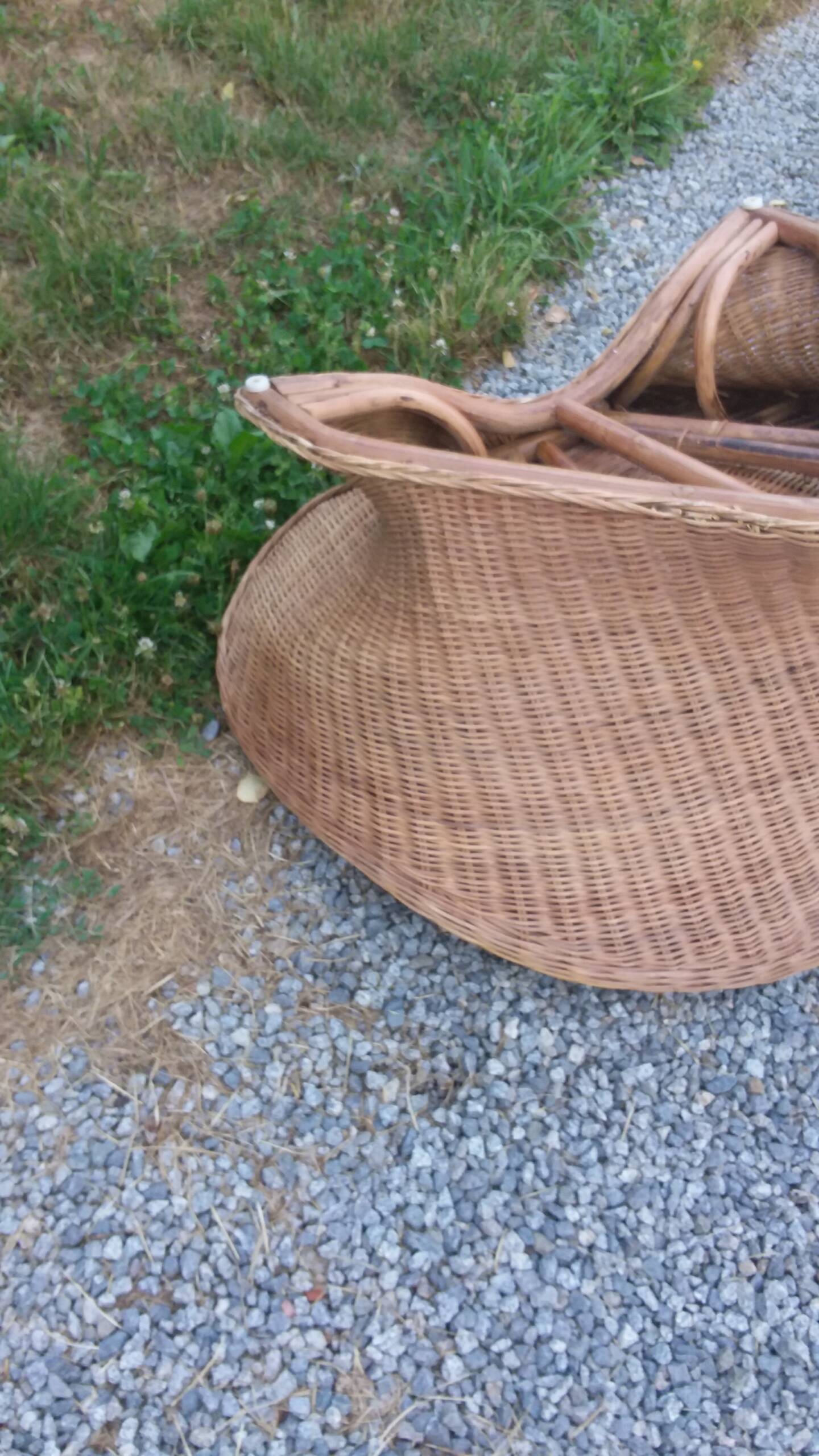Rattan armchair and rattan coffee table from the 70s