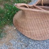 Rattan armchair and rattan coffee table from the 70s