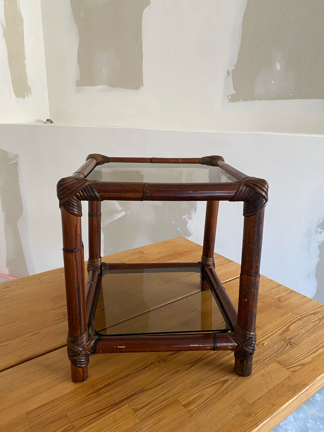 Vintage rattan side table