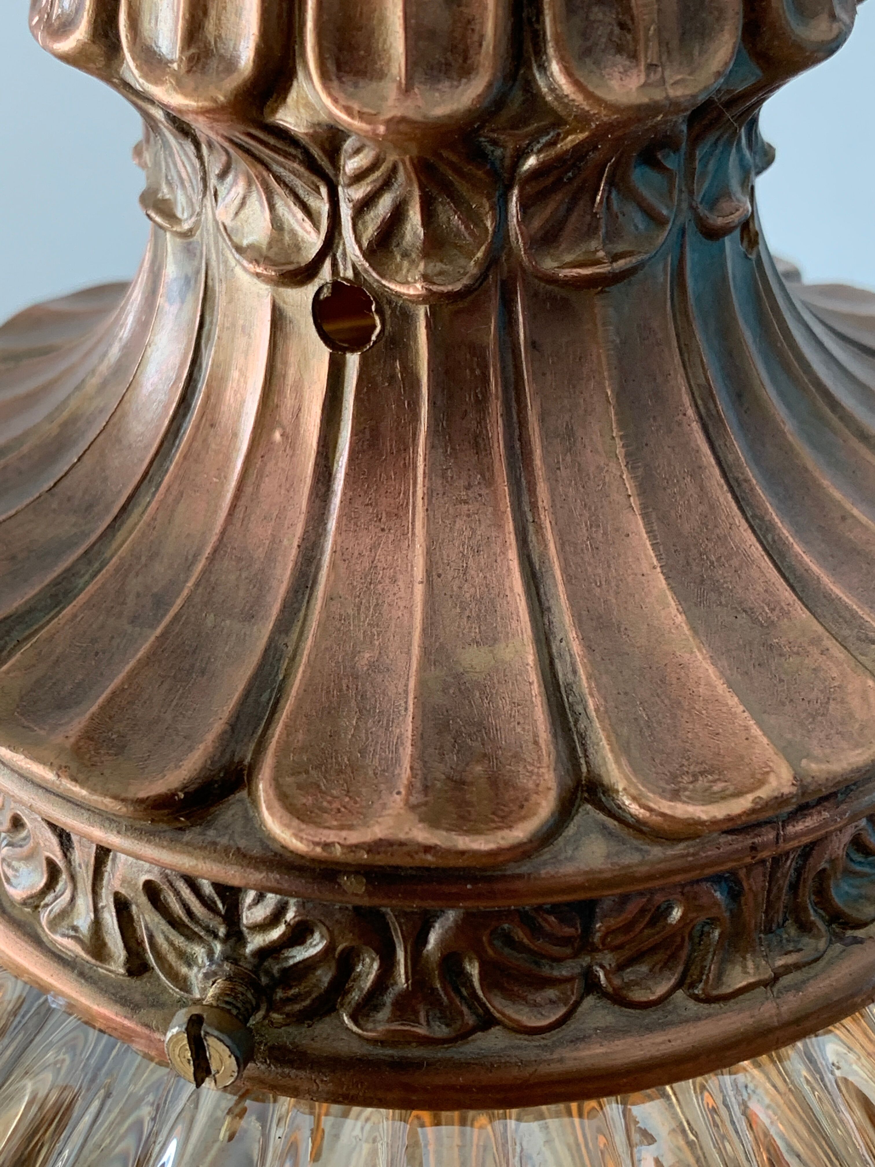 Lantern suspension in glass and brass