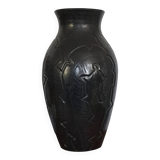 Art Deco vase with foliage, XL size, Accolay, France, 1950s