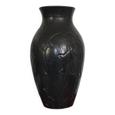 Art Deco vase with foliage, XL size, Accolay, France, 1950s