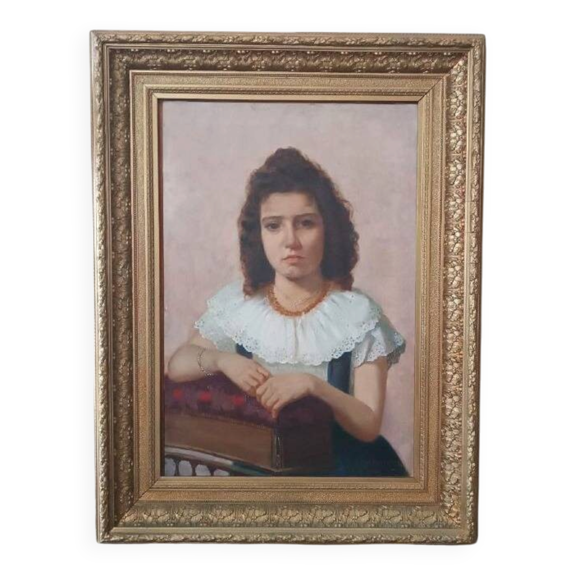 Oil on canvas female portrait 1898 - Maurizio Barricelli (Benevento, 1874 – Rome, 1931)