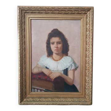 Oil on canvas female portrait 1898 - Maurizio Barricelli (Benevento, 1874 – Rome, 1931)