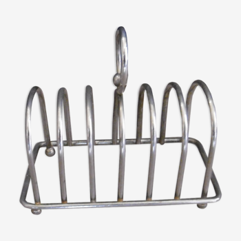 SILVER METAL TOAST DISPENSER WITH RING HANDLE
