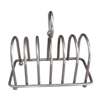 SILVER METAL TOAST DISPENSER WITH RING HANDLE