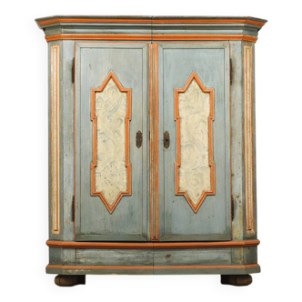 Folk art painted bridal armoire